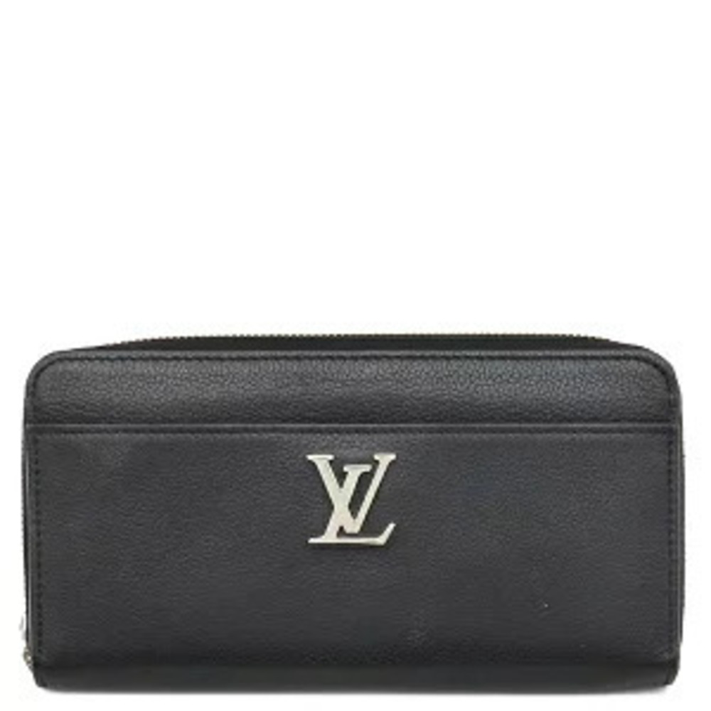 Louis Vuitton Zippy Lockme Long Wallet Calfskin Black LV Plate Round Zipper